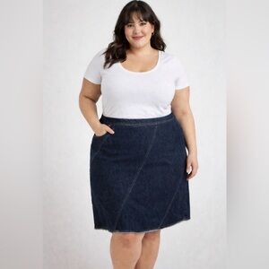 Liz Claiborne Woman Denim Skirt Size 20W medium Dark Wash Side Zip